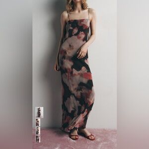 Zara Beaded Dress in Black and Red Print